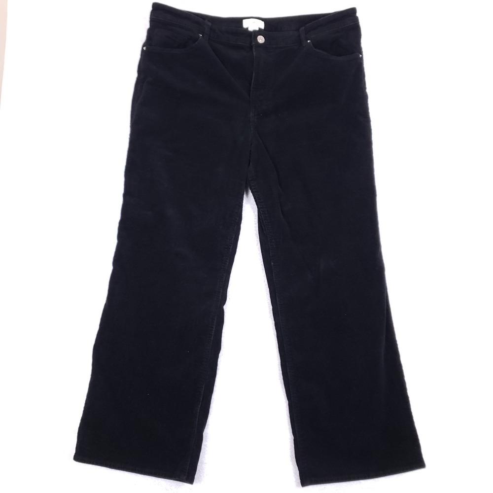 H&M Corduroy Pants Size 20 Black Wide Leg High Waisted Dark Academia Plus Size